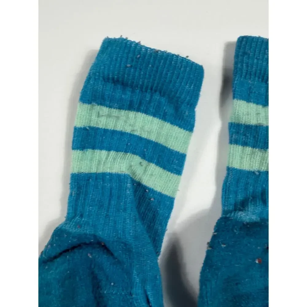 Icebreaker Kids Merino Wool Striped Crew Socks Blue Size Large shoe 12.5-1